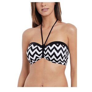 Freya Swim Making Waves Bandeau Bikini Top Black White Size 30G